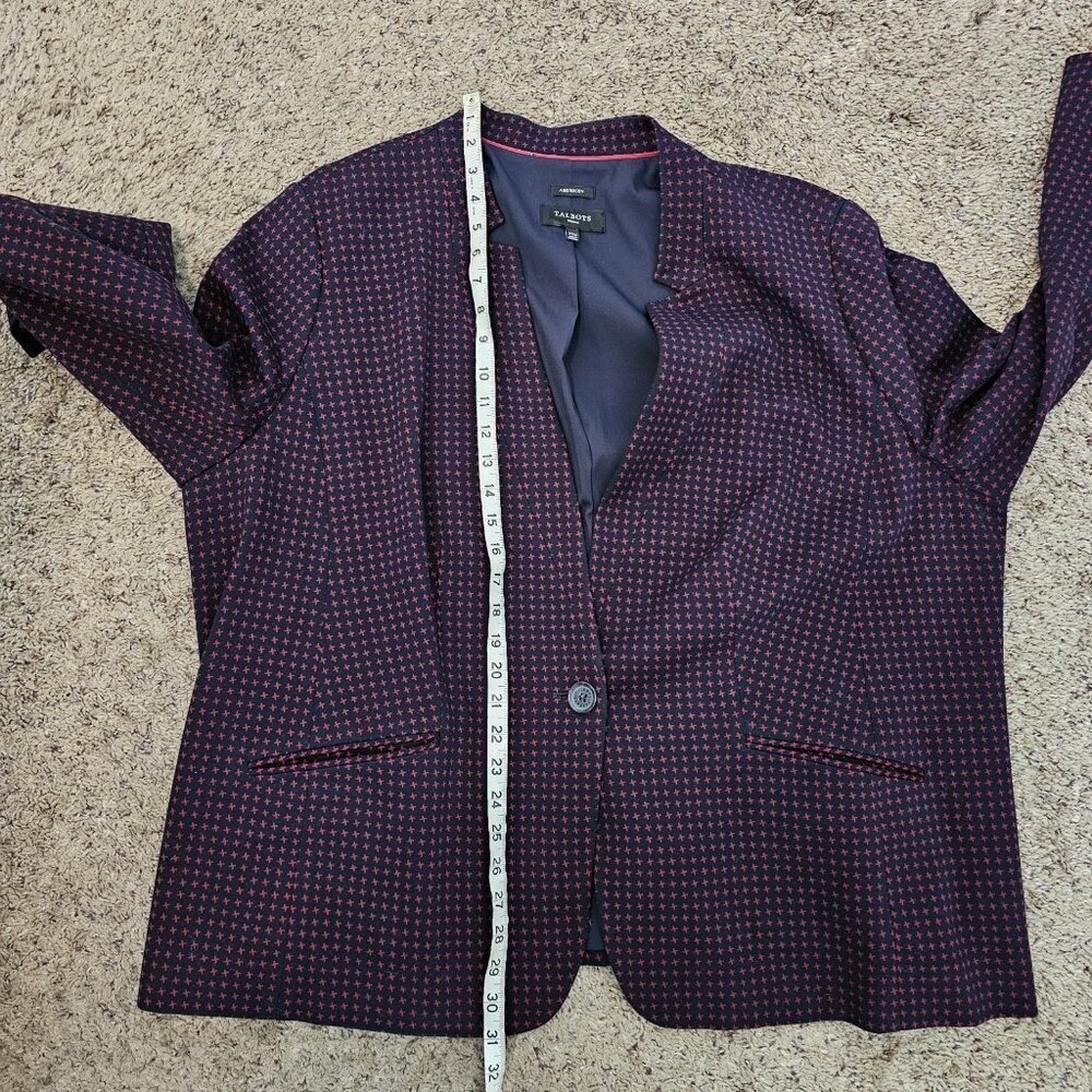 Talbots Aberdeen Jacquard Check Knit 1-Button Collared Blazer Womens Career 24W - Picture 11 of 12